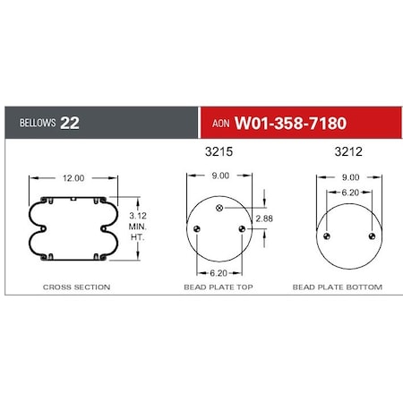 Firestone Air Spring, Suspension, Convoluted Style W013587180